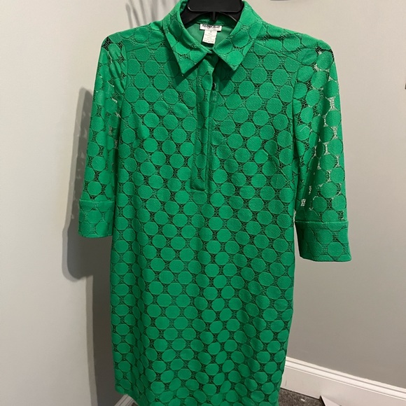 Vintage Andre Oliver Green Circle Collared Dress - Picture 2 of 4